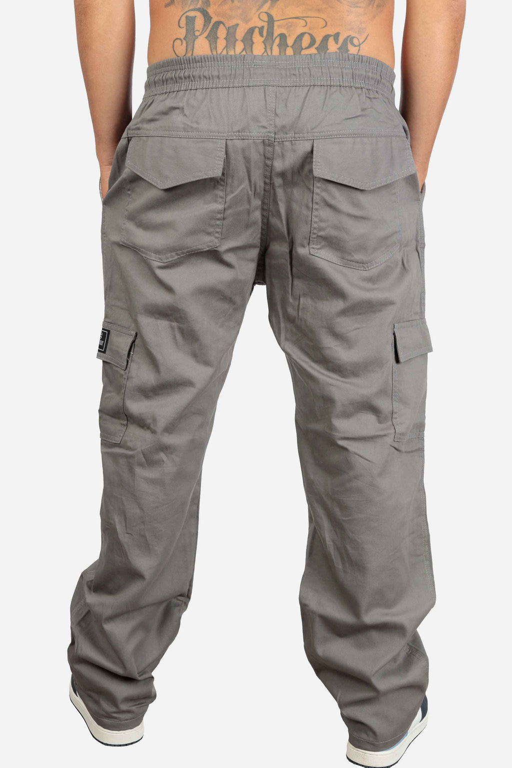 Calça Cargo Compton Sarja Reta Cinza