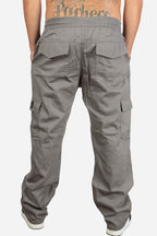 Calça Cargo Compton Sarja Reta Cinza