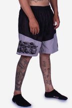 Bermuda Compton Tactel Gangsta Woodcut Preto/Cinza