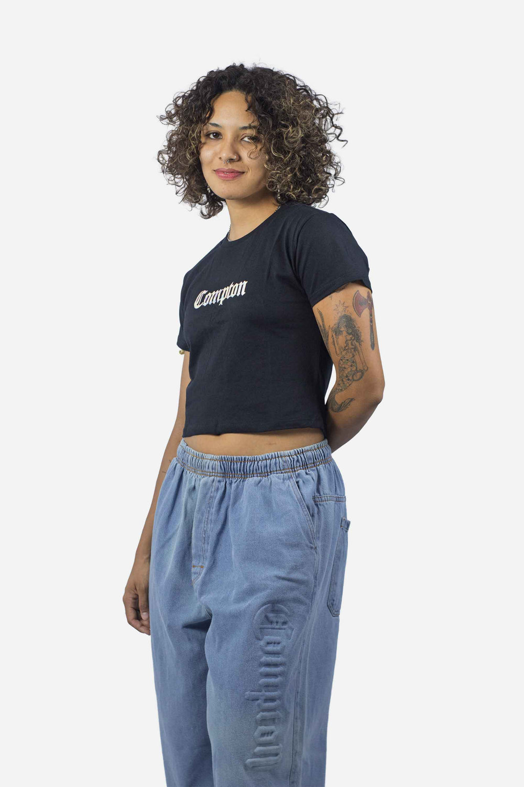 Cropped Compton Logo Holográfico Preto