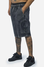 Bermuda Jeans Compton  Elástico Chanfro Marmorizada