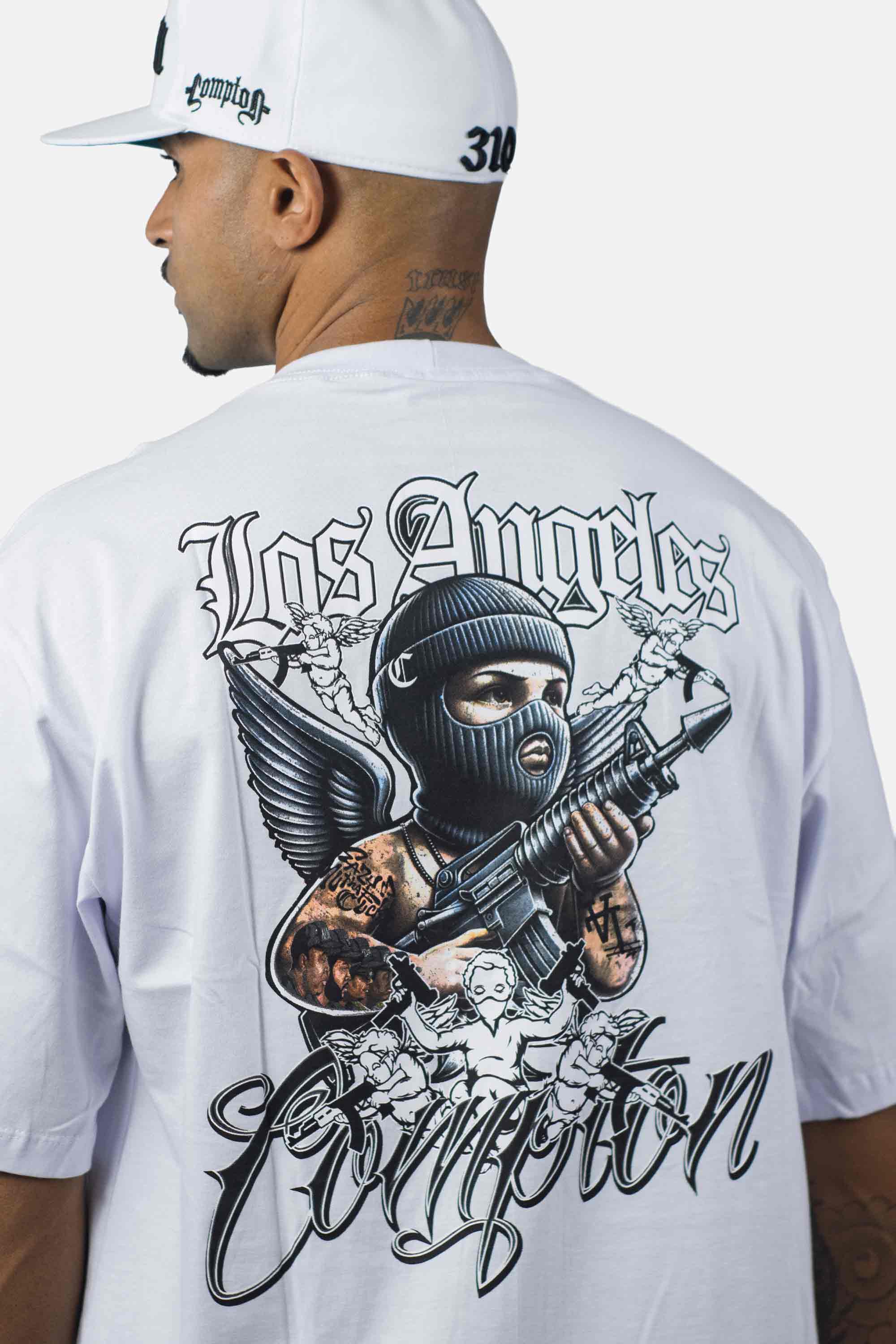 Camiseta Compton Oversized Thug Angel Branca em Promoção – COMPTON