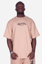 Camiseta Compton Oversized NWA Faces Alto Relevo Caqui