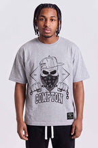 Camiseta Compton Manga Curta Skull Cinza