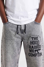 Calça Jeans Compton Hood Raised Me Marmorizada