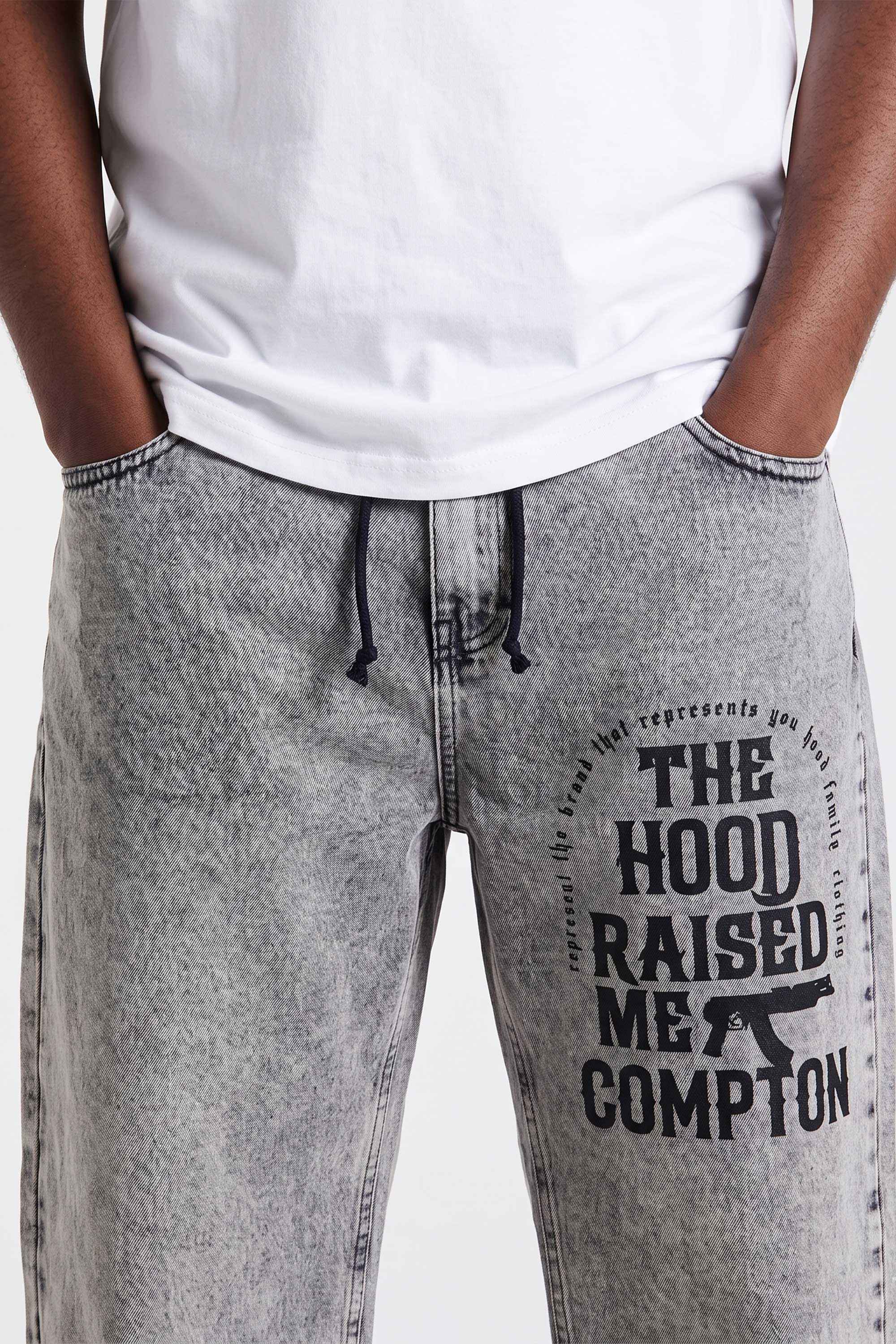 Calça Jeans Compton Hood Raised Me Marmorizada