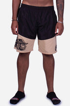 Bermuda Compton Tactel Gangsta Woodcut Preto/Caqui