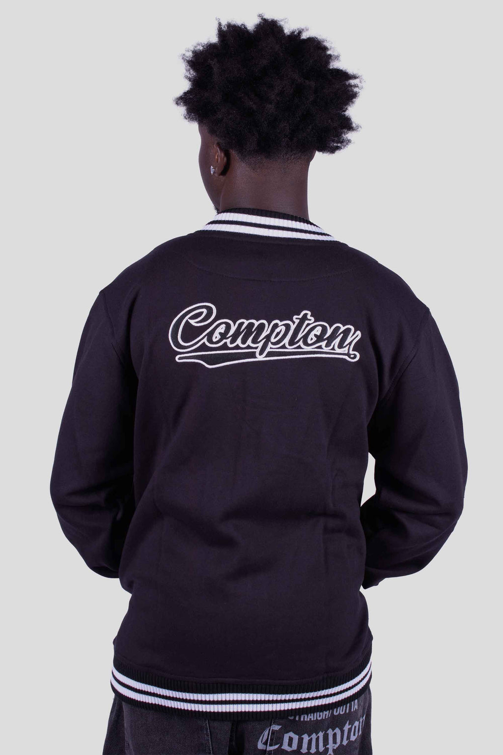 Jaqueta Compton college Bordada Preta