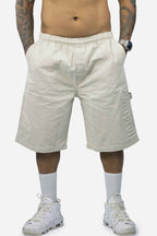 Bermuda Sarja Compton Carpinteiro Logo 3D Bege