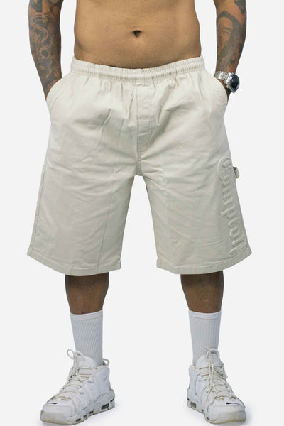 Bermuda Sarja Compton Carpinteiro Logo 3D Bege