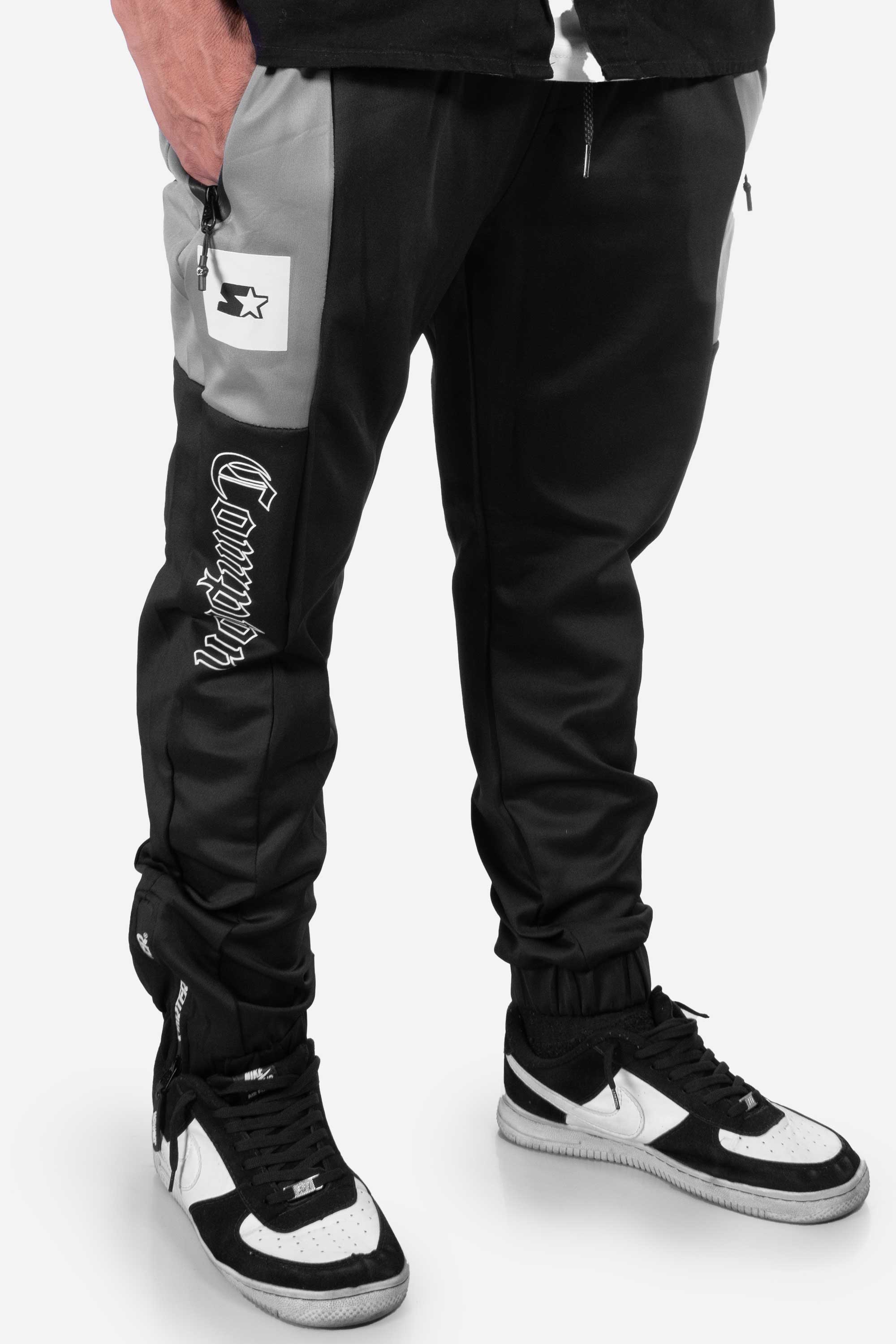 Calça Jogger Collab Starter x Compton Training Sintética - Preta com Recortes Cinza