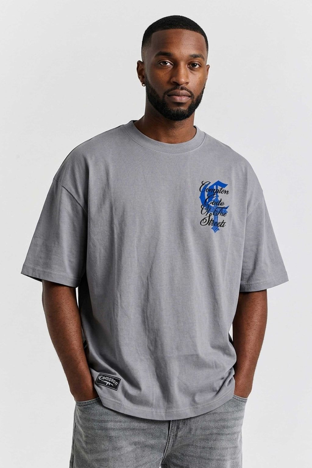 Camiseta Compton Oversized Code Of The Streets - Cinza