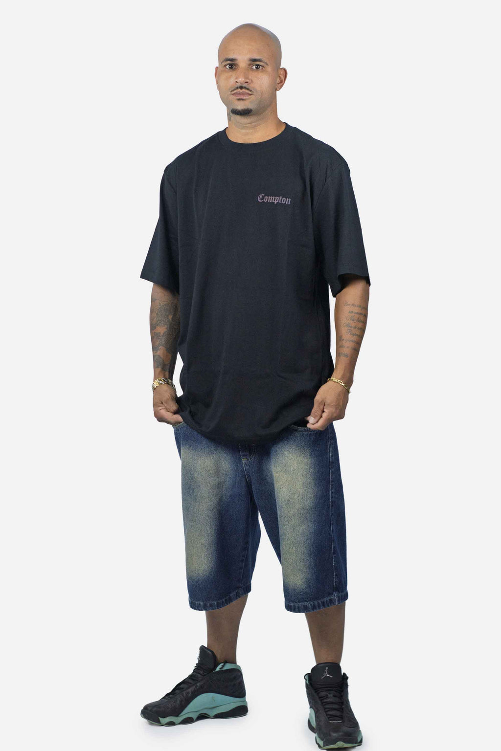 Camiseta Compton Oversized Refletiva Luminous Preta