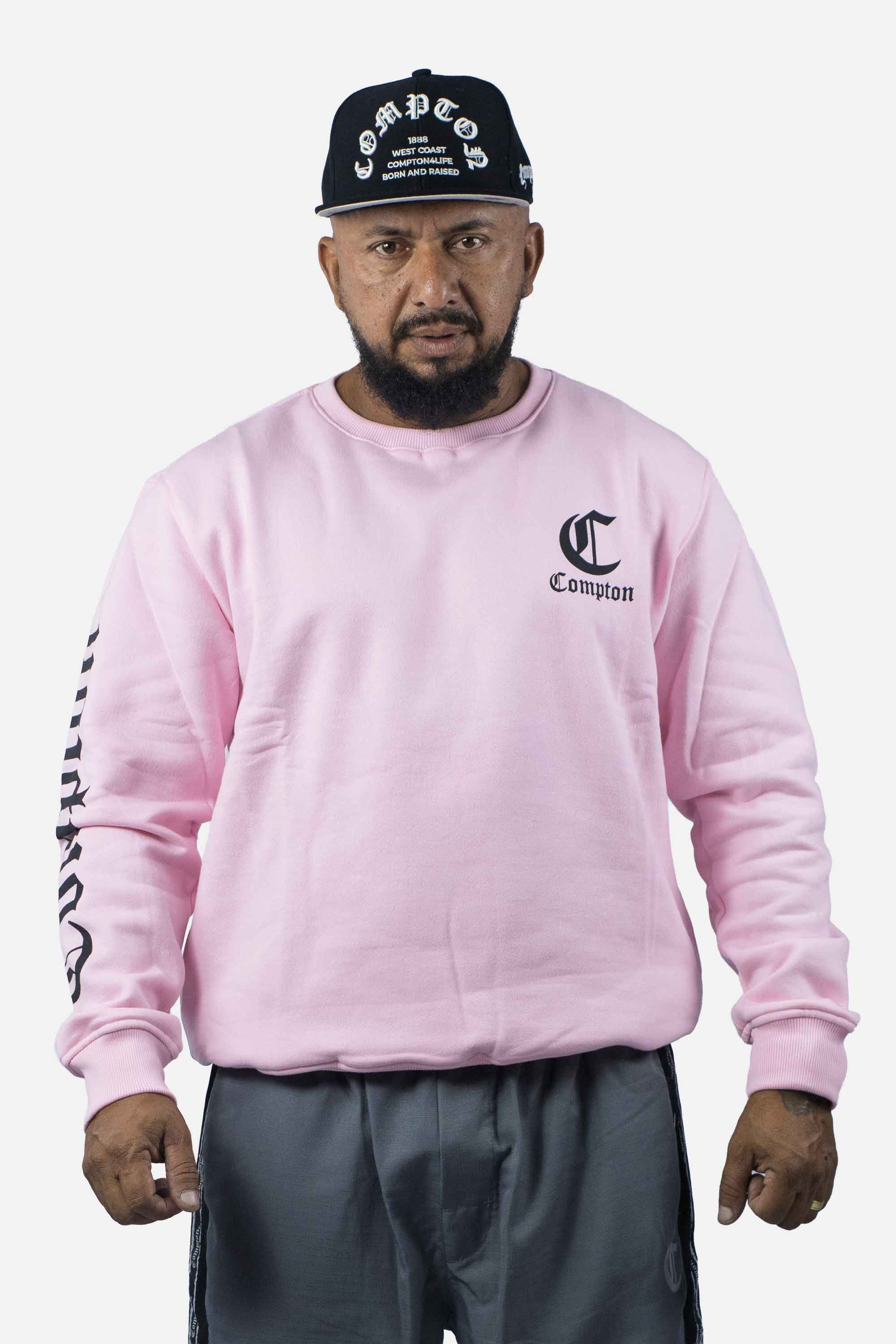 Moletom Compton Careca Logo Rosa