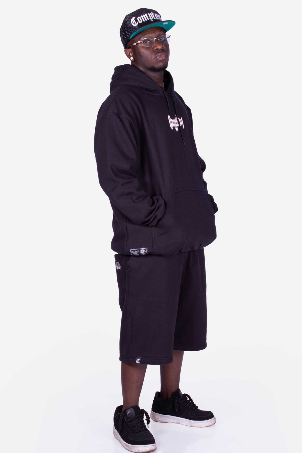 Moletom Compton Canguru Gorro Plus Preto