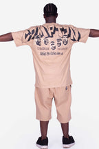Camiseta Compton Oversized NWA Faces Alto Relevo Caqui