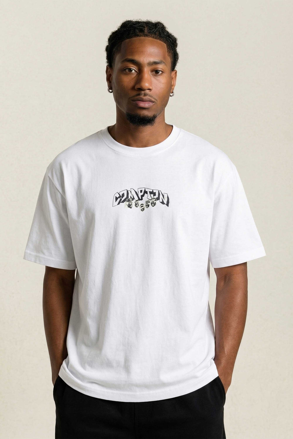 Camiseta Compton Oversized N.W.A. Faces - Branca