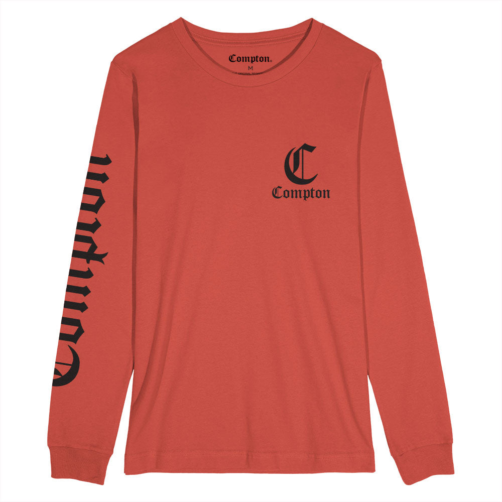 Camiseta Compton Manga Longa Logo Vermelha