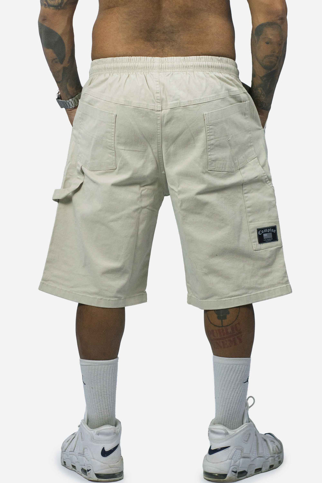 Bermuda Sarja Compton Carpinteiro Logo 3D Bege