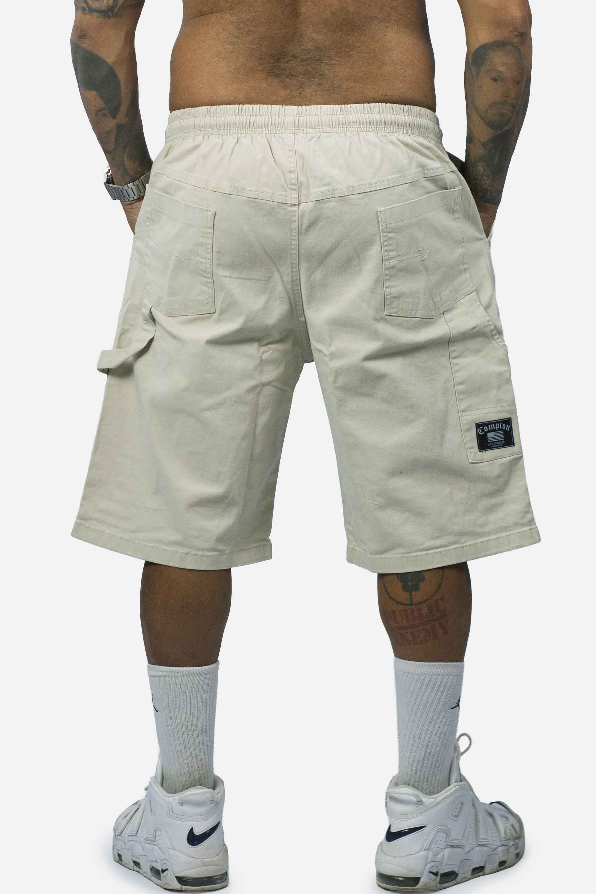 Bermuda Sarja Compton Carpinteiro Logo 3D Bege