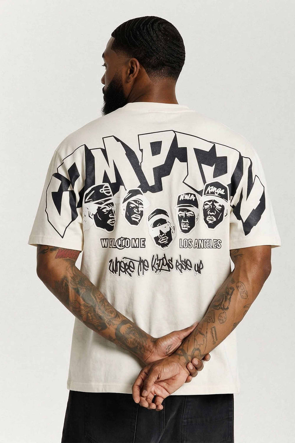 Camiseta Compton Oversized N.W.A. Faces - Off White