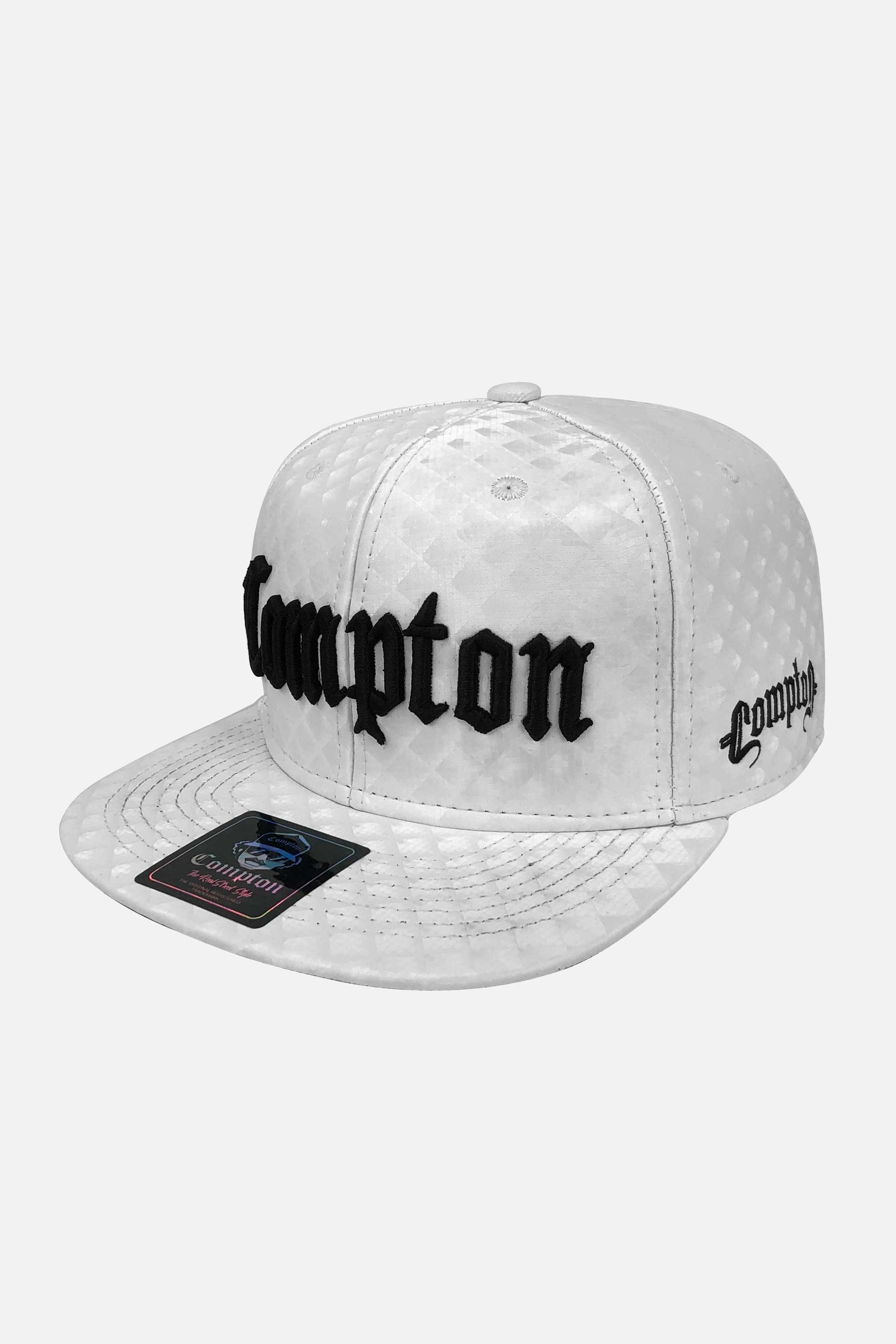Boné Compton Aba Reta Classic Couro Branco