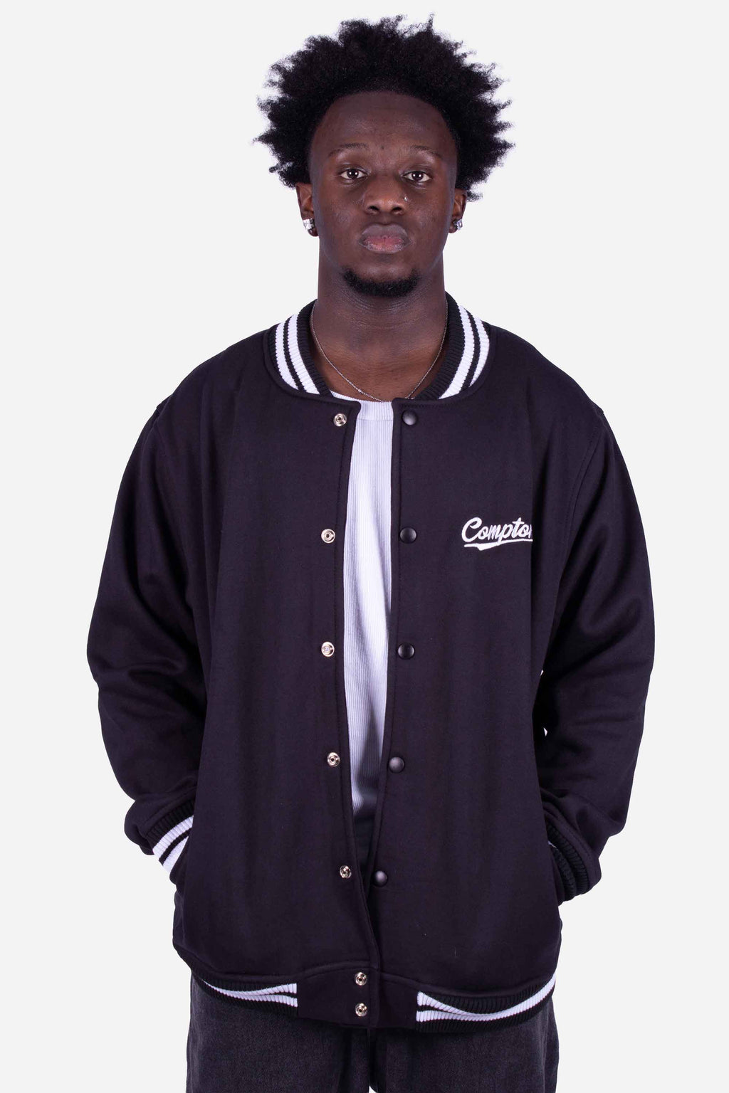 Jaqueta Compton college Bordada Preta