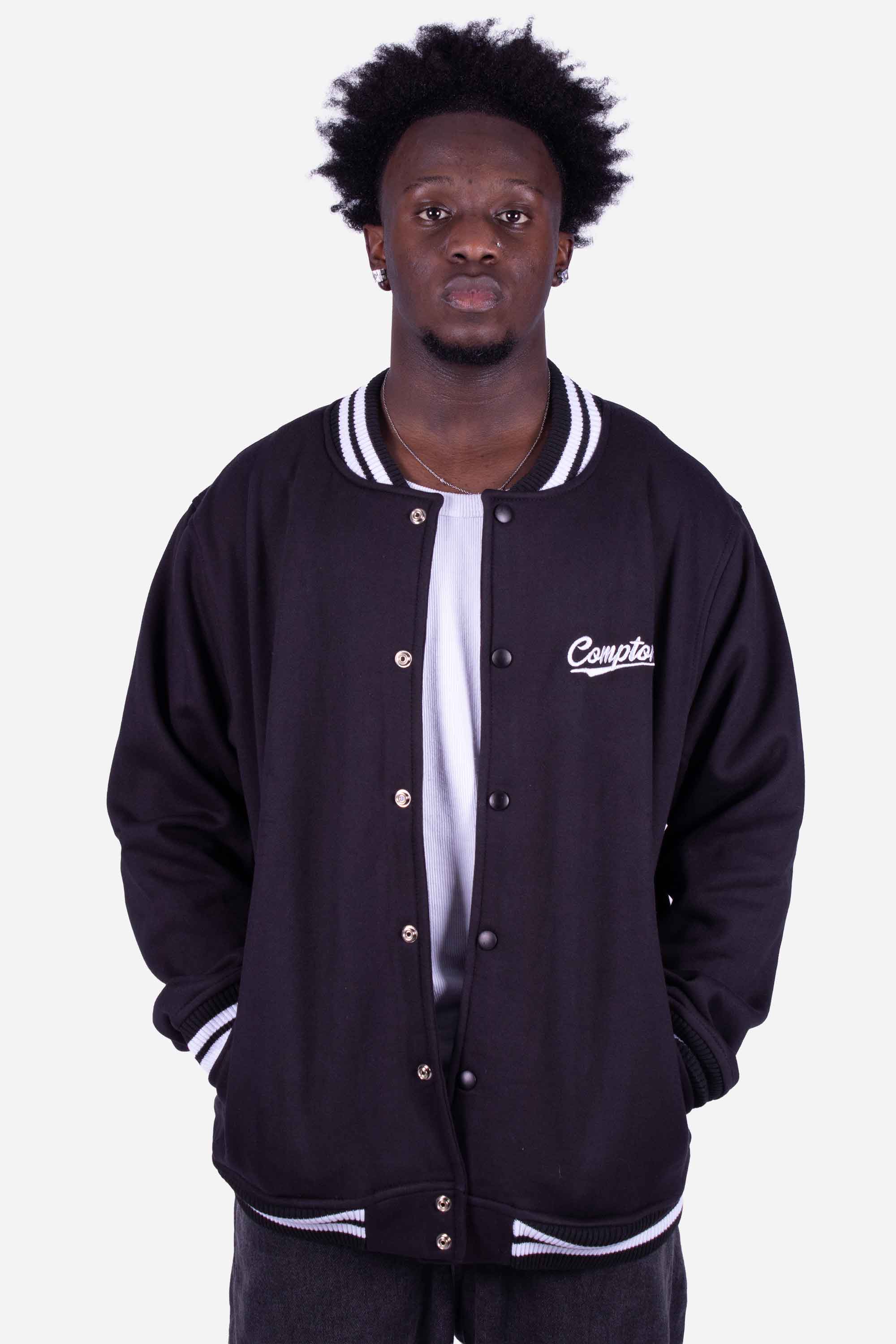 Jaqueta Compton college Bordada Preta