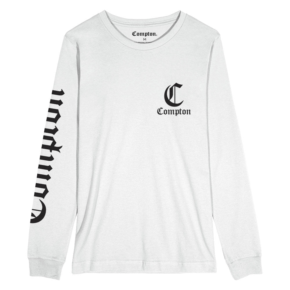 Camiseta Compton Manga longa Logo Branca