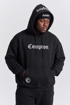 Moletom Compton Canguru Classico Bordado Capuz Preto