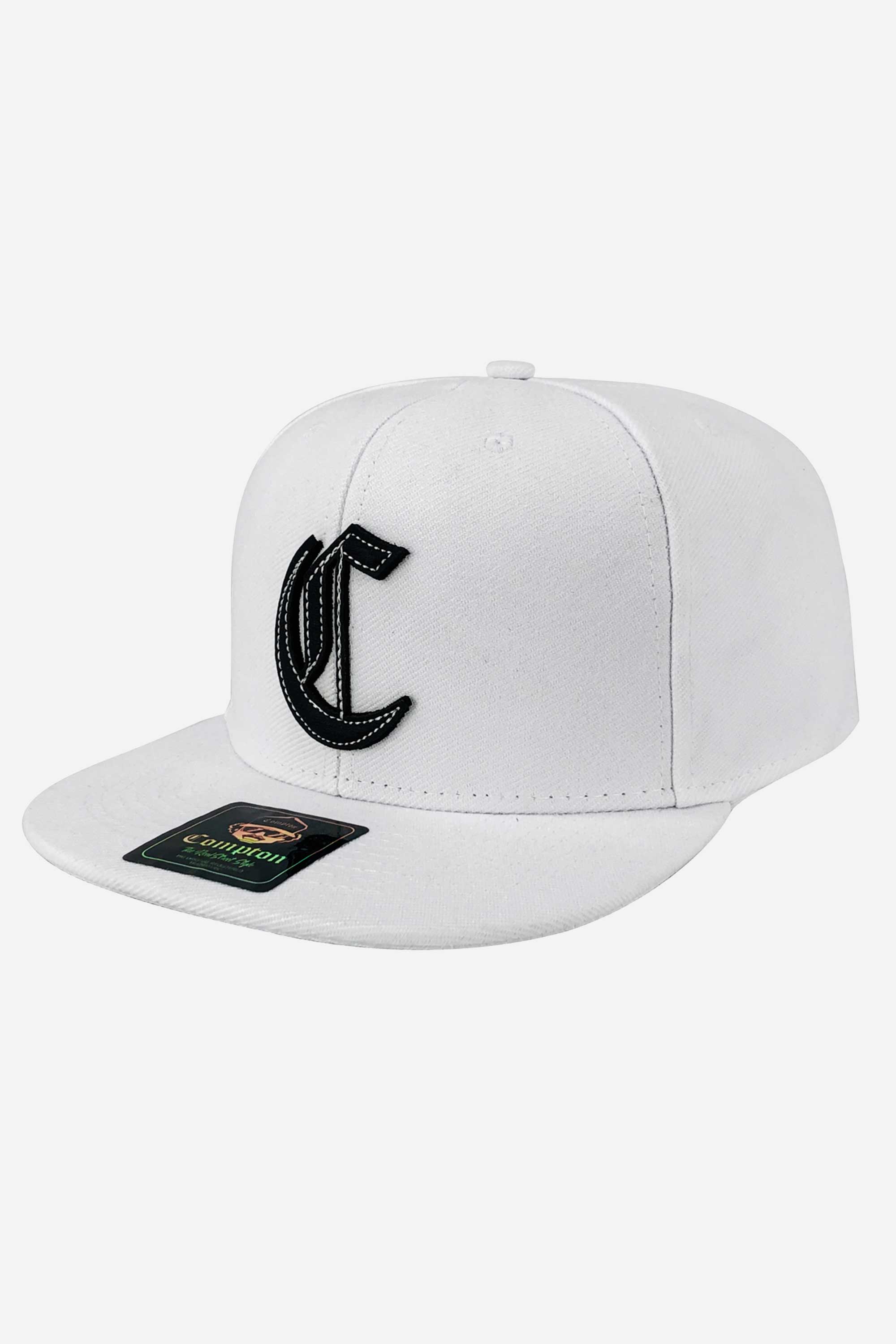 Boné Compton Aba Reta Snapback Logo Corte Laser Branco