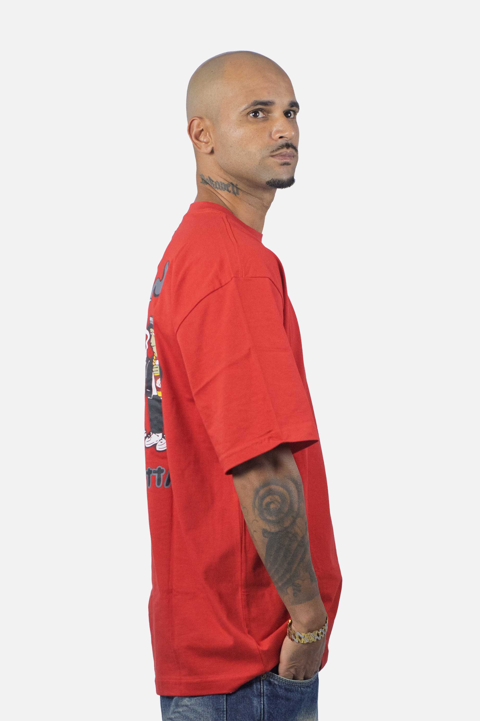 Camiseta Compton Oversized Straigh Outta Vermelha