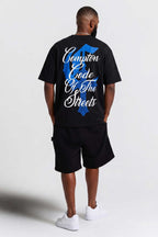Camiseta Compton Oversized Code Of The Streets - Preto