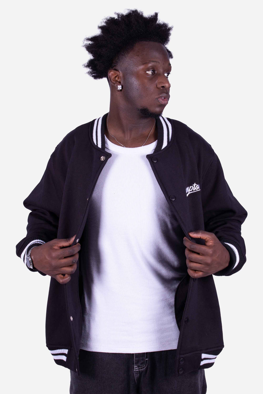 Jaqueta Compton college Bordada Preta