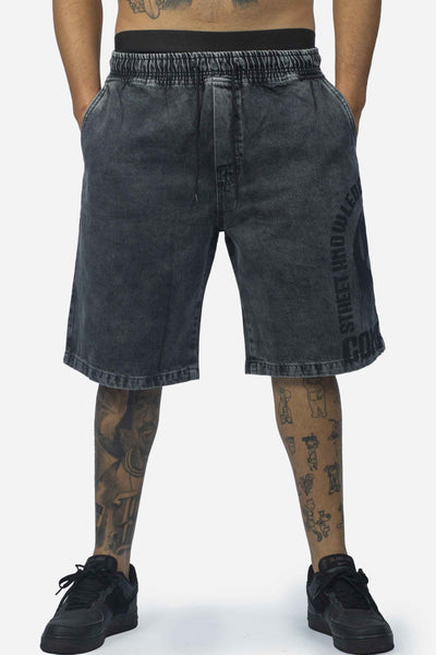 Bermuda Jeans Compton  Elástico Chanfro Marmorizada